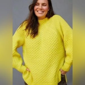 NWT-Anthropologie Bia Mock Neck Tunic Sweater - Lime - XL
